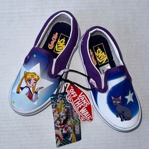 Vans Kids Purple and White Character Slip-Ons